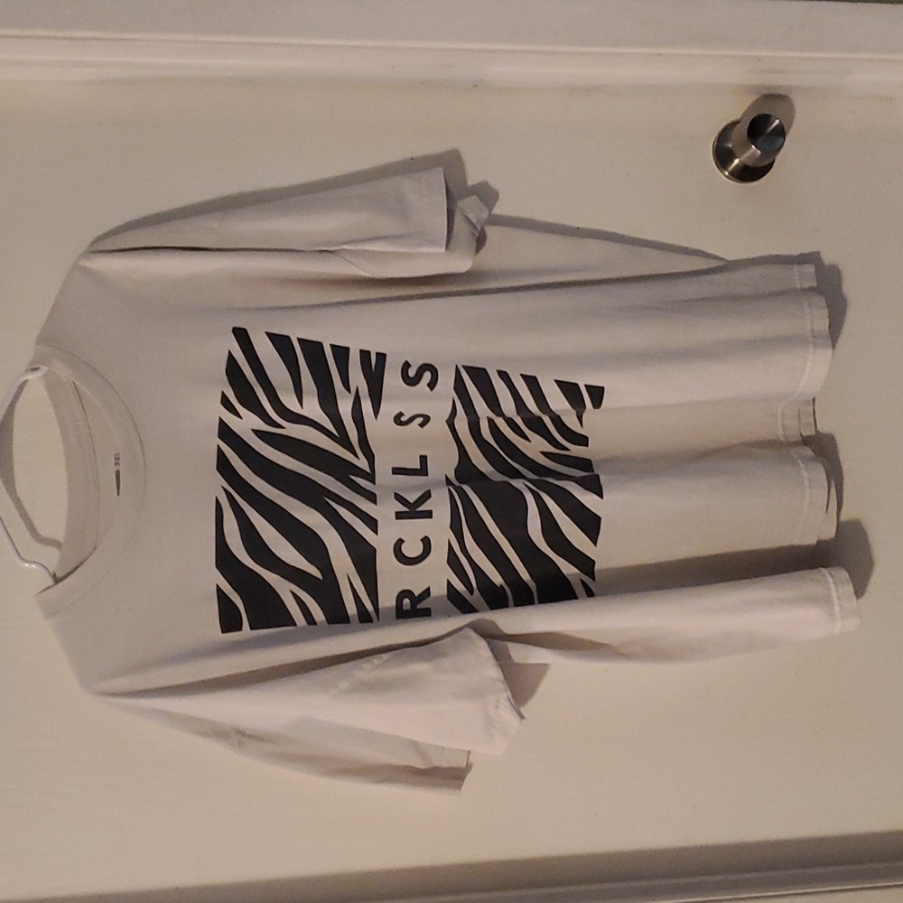 White Zebra Print Young & Reckless T-shirt